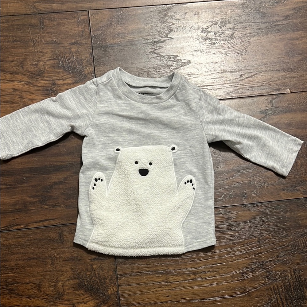 Gray Bear Appliqué Kids Shirt